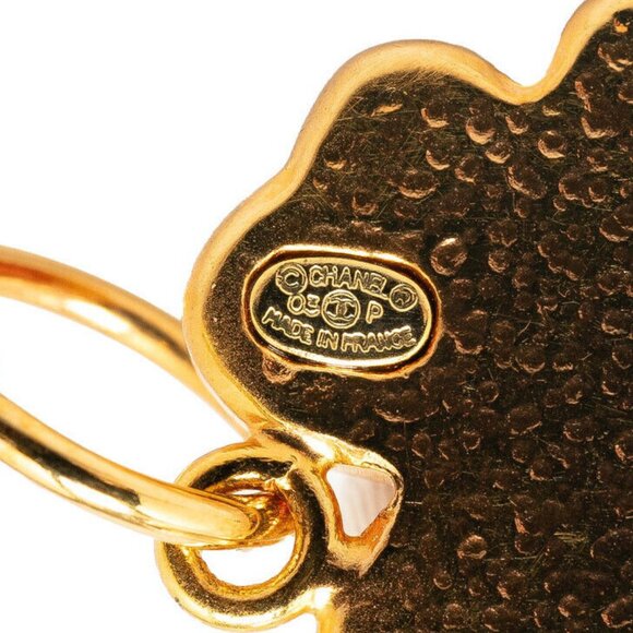 CHANEL CC Logos Pink Clover Hoop Stud Earrings Gold Tone 03P Auth w/Box #67211 - Picture 13 of 13